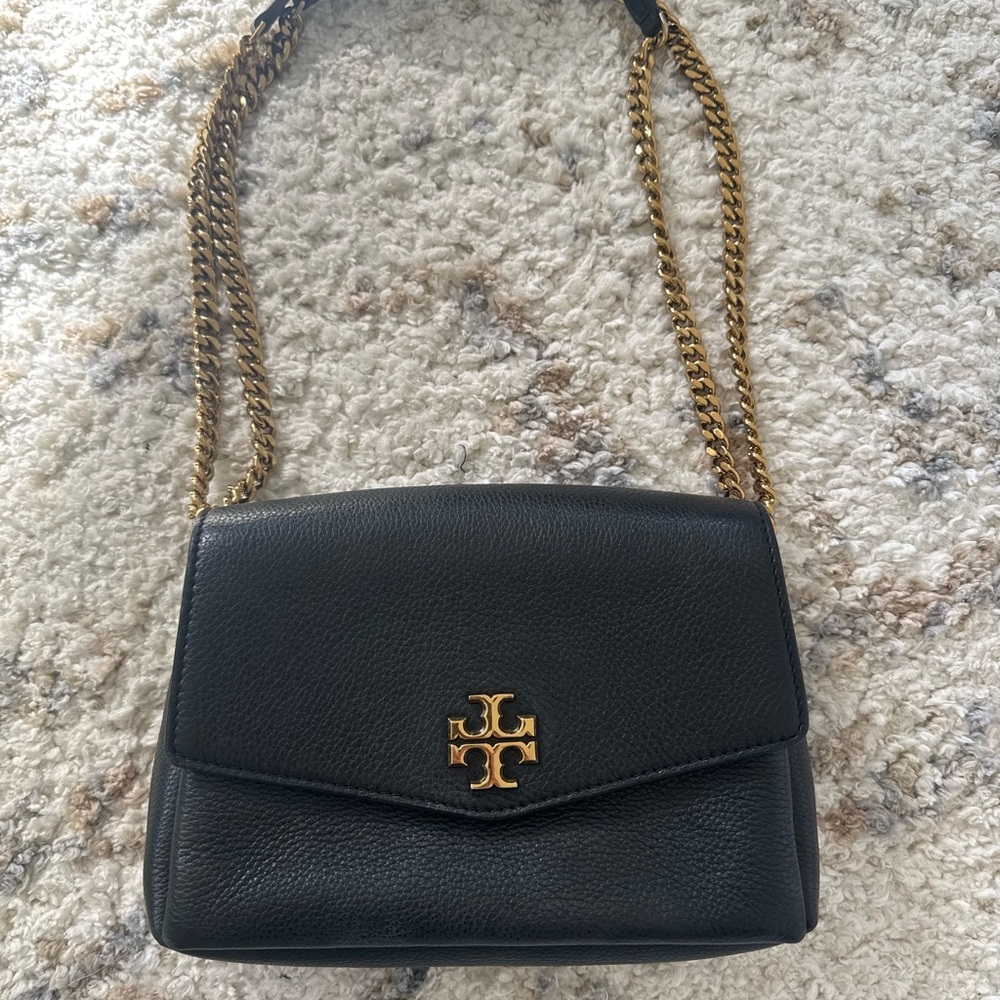Tory Burch Kira Pebbled Small Convertible black pebble leather bag